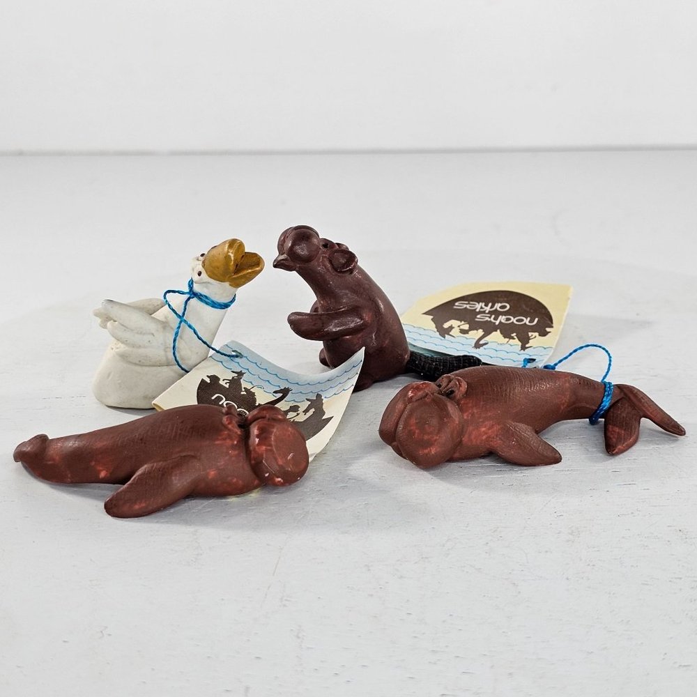 Enesco Noah's Arkies Bev Jamison Miniature Figurine Lot Whale Beaver Goose Fish